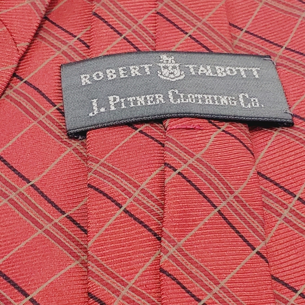 Robert Talbott Necktie Red Check Pattern Men's Si… - image 3